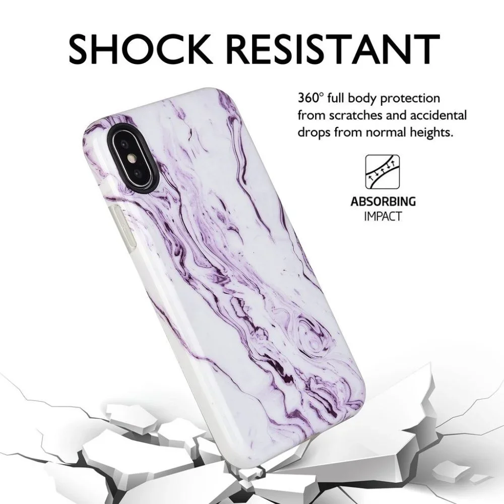 NEW iPhone Xs 1Os X 10 Case Cover Purple Marble